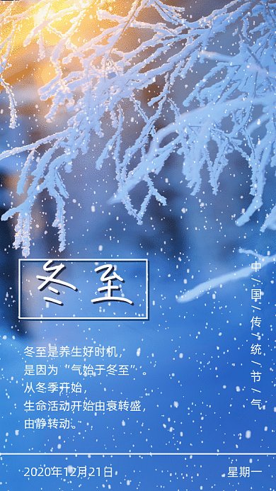 冬至节气写实风格gif竖版海报