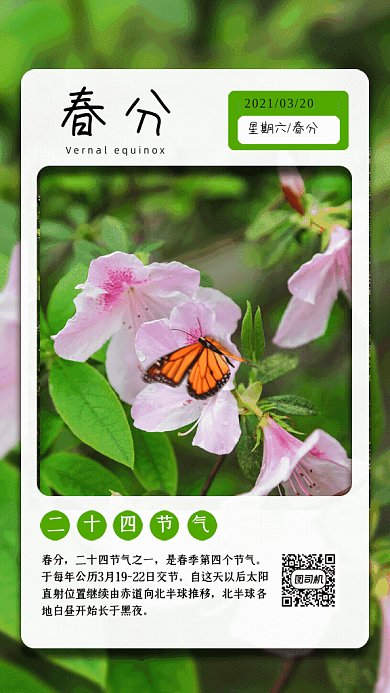春分写实节气宣传绿色GIF手机海报