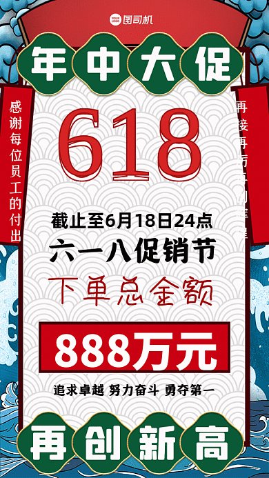 618复古销售喜报冷色GIF手机海报
