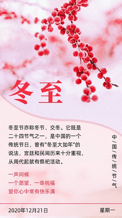 冬至节气写实风格gif竖版海报