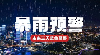 温馨提示暴雨预警动态摄影图gif横图