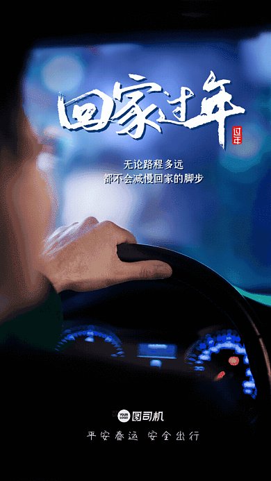 回家过年简约春运冷色GIF手机海报