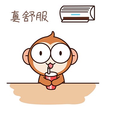夏天好热吹空调GIF动态表情包