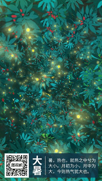 大暑节气插画海报GIF