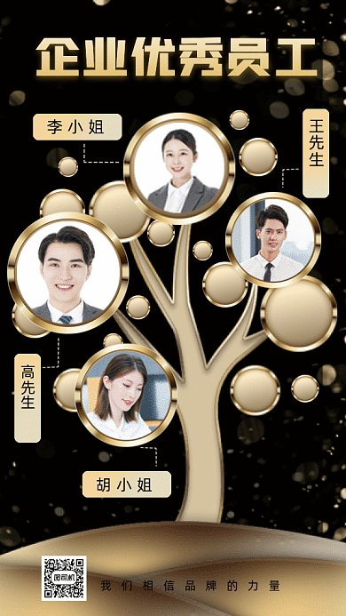 树状图优秀员工gif手机海报