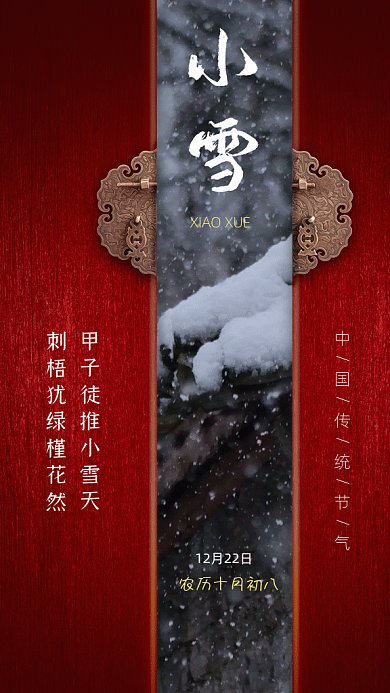 小雪节气写实gif竖版海报