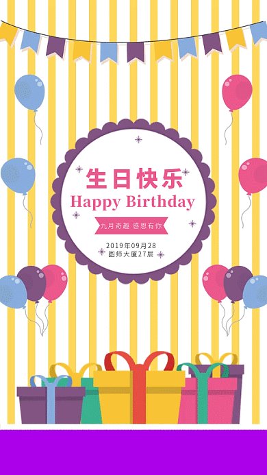卡通生日聚会gif海报