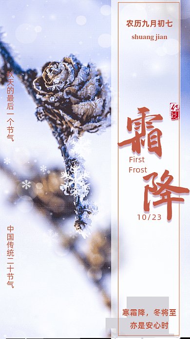 霜降传统24节气写实风gif海报