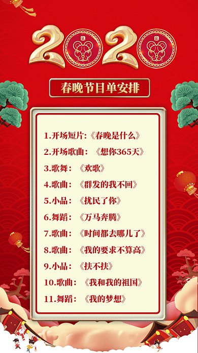 春晚节目安排gif手机海报