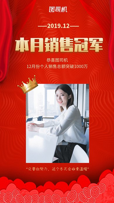 原创喜庆红色销售冠军GIF动态海报