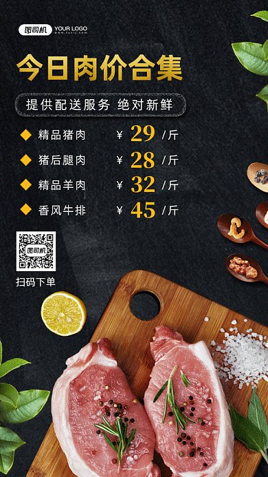 生鲜肉价合集gif手机海报