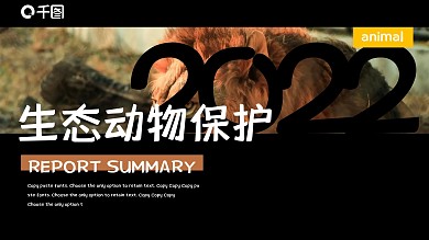 动物保护公益宣传黑色商务风PPT模板