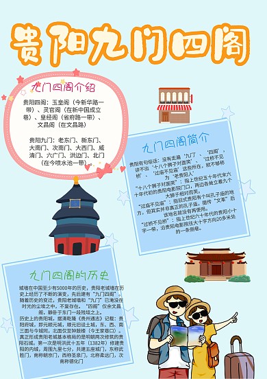 小学生九门四阁手抄报模板 