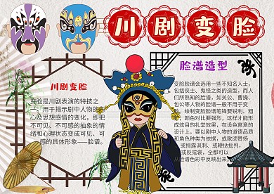 插画风川剧变脸漂亮手抄报模板