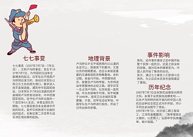 小学生纪念七七事变漂亮手抄报模板