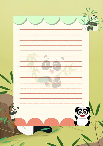 可爱手绘熊猫信纸