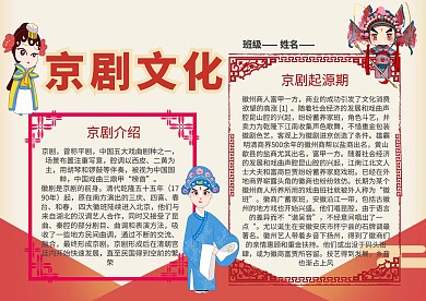 小学生京剧漂亮手抄报模板