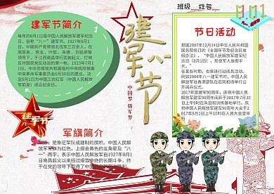 小学生建军节手抄报模板