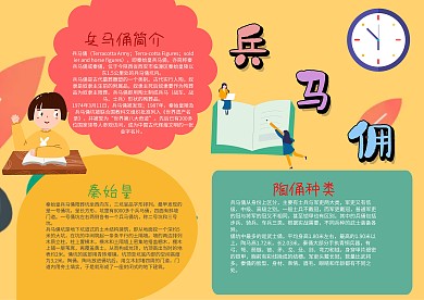 小学生兵马俑手抄报模板