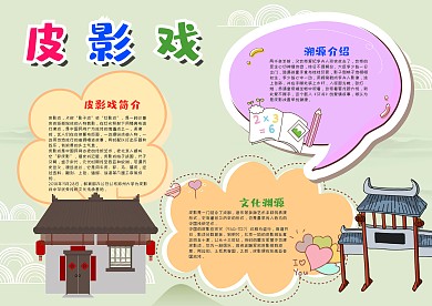 插画风皮影戏漂亮手抄报模板