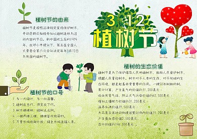 312植树节保护树木环境保护绿色手抄报
