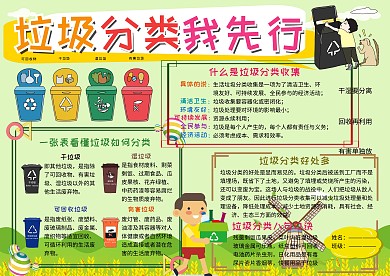 垃圾分类我先行环保小报小学生手抄报