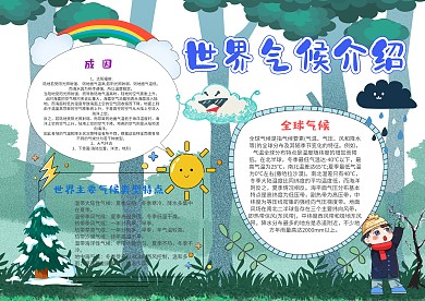 小学生世界气候手抄报模板