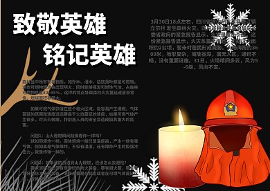 致敬英雄火灾防火手抄报模板
