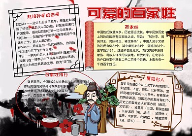 可爱的百家姓历史知识手抄报