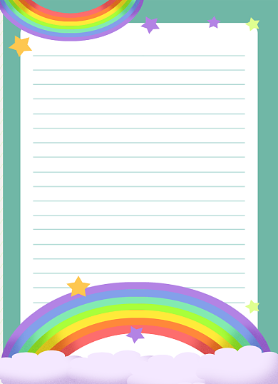卡通手绘可爱彩虹信纸背景