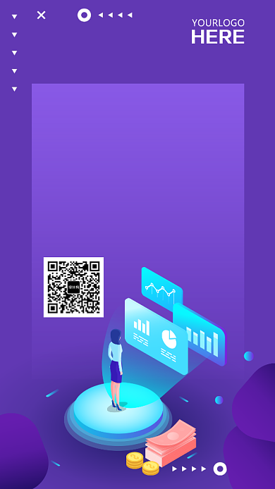 紫蓝科技简约风通知海报背景