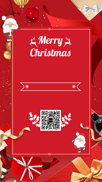 红色立体风格圣诞促销海报背景