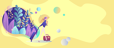 旅行手绘扁平风首图背景