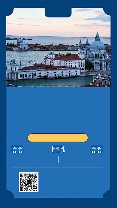 深蓝清新简约魅力意大利旅游手机海报模板背景