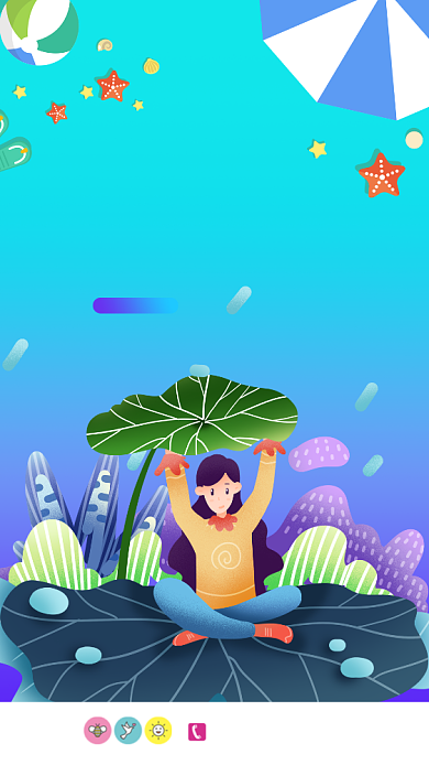 蓝色清爽你好夏天手机海报背景