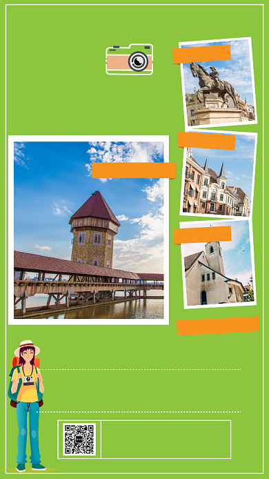 时尚绿色欧洲环游记旅游海报背景