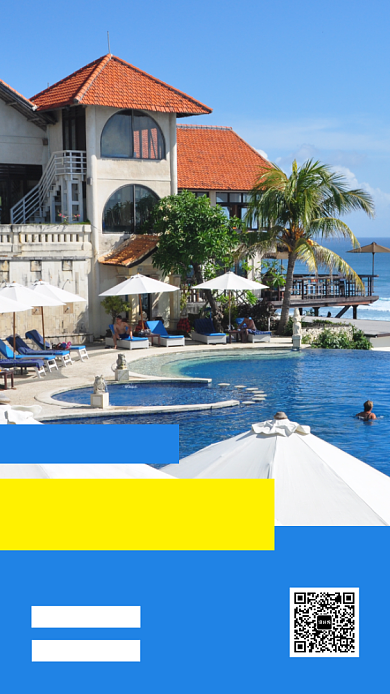 蓝色高清巴黎五日游宣传手机海报背景