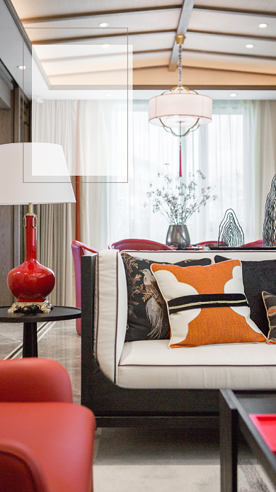 橙色实景家居软装手机海报背景