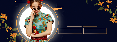 国潮女装连衣裙海报banner背景