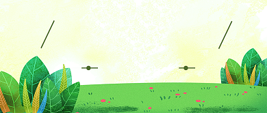 绿黄草坪卡通公众号首图背景