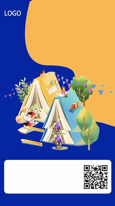 精美插画风蓝色手机教育培训海报背景