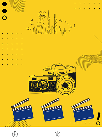 黄色线条风摄影培训印刷海报背景