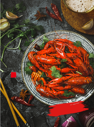 小龙虾健康美食宣传海报背景