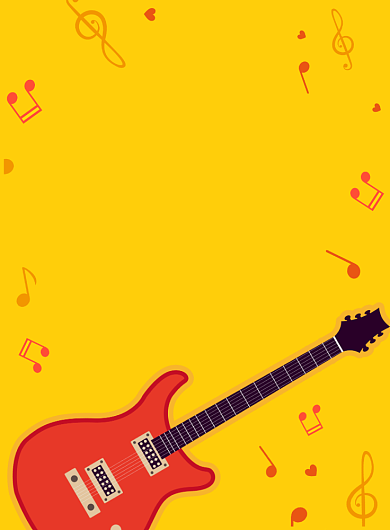 黄色简约吉他社招新广告印刷海报模板背景
