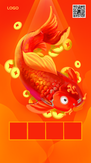 新年好运锦鲤朋友圈手机海报背景