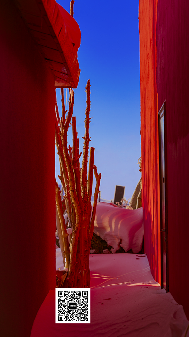 红色冬季雪景海报背景