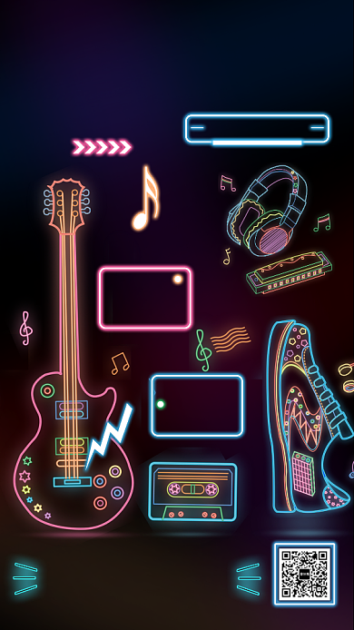 荧光灯音乐培训手机海报背景