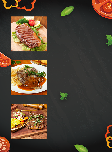 黑色卡通牛排菜单价格表海报背景