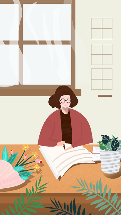 教师节贺卡插画简约手机海报背景