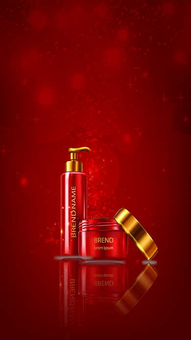 红色护肤简约品牌产品手机海报背景